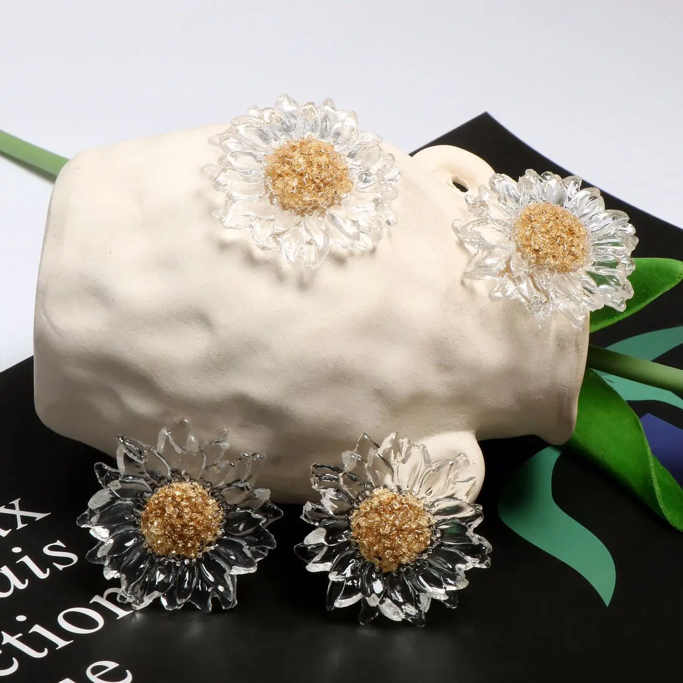 10 шт. прозрачная Золотая фольга маргаритки смолы аксессуары сделай сам Цветы