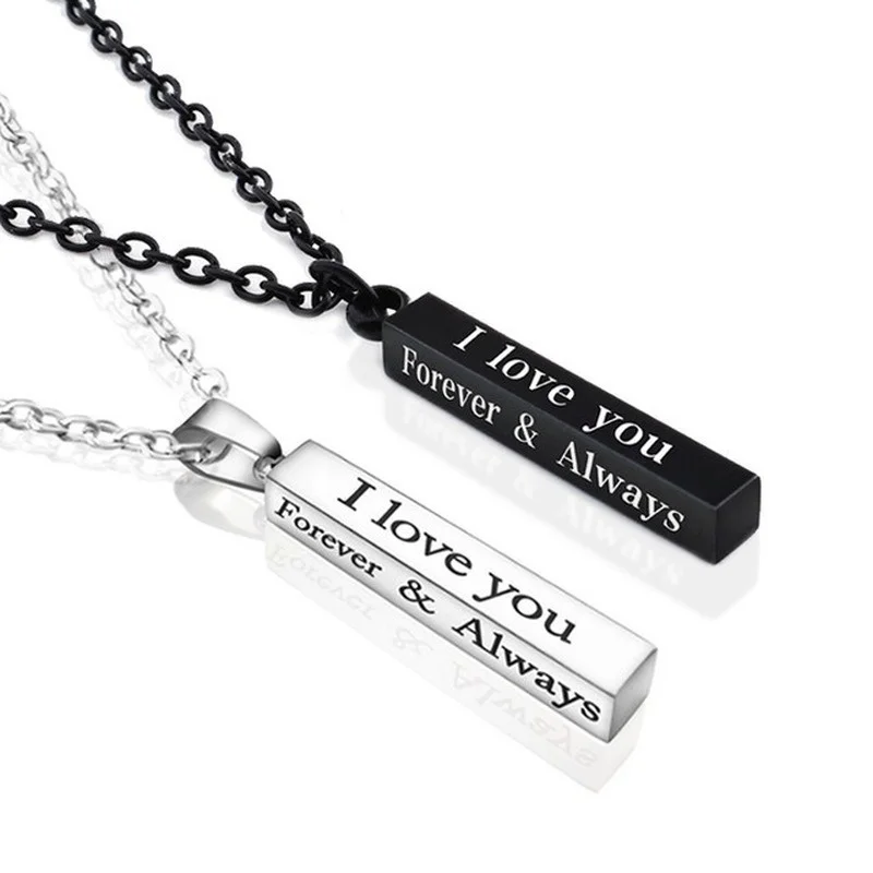 

I Love You Wishing Column Paired Necklace for Women Fashion Simple Classic Men and Women Necklaces Valentine's Day Gift Jewelry