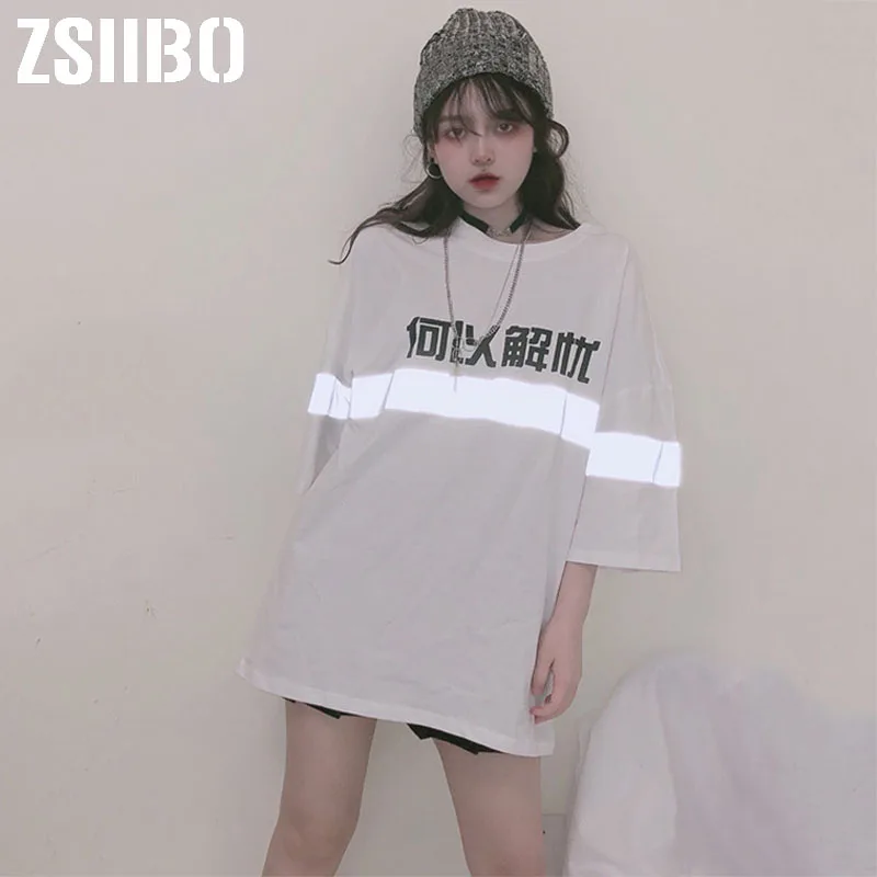 Женская летняя футболка в стиле Харадзюку свободная с короткими рукавами и