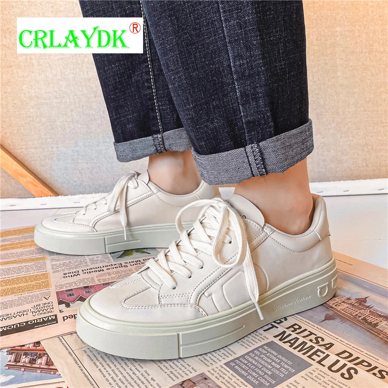 

CRLAYDK Men's Fashion Leather Walking Shoes Skateboarding Outdoor Sports Soft Sneakers Youth Boys Students Breathable Footwear