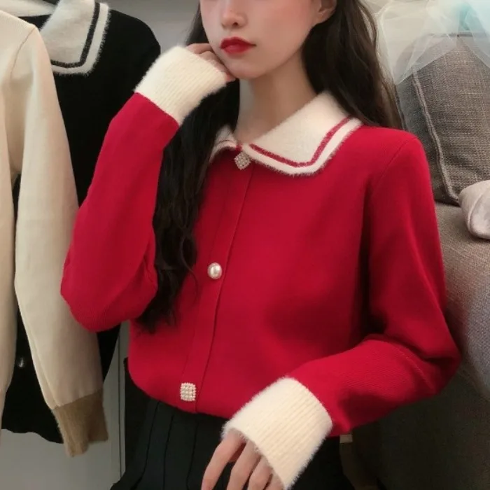 

Autumn and winter 2020 new Korean version versatile, loose, warm and bottomed T-Shirt Top lazy long sleeve sweater for women