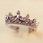 Женское кольцо в форме короны, серебристого цвета, с кристаллами, с отверстиями, ювелирные украшения для свадьбы, вечеринки, 2021
