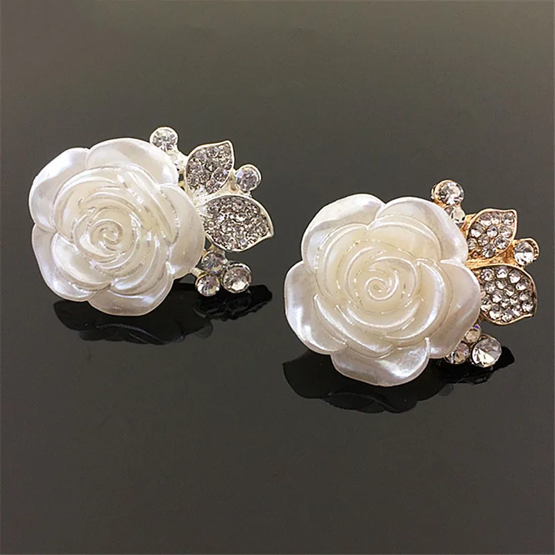 

10PCS handmade diy material headdress alloy accessories white rose rhinestone diamond buckle jewelry accessories