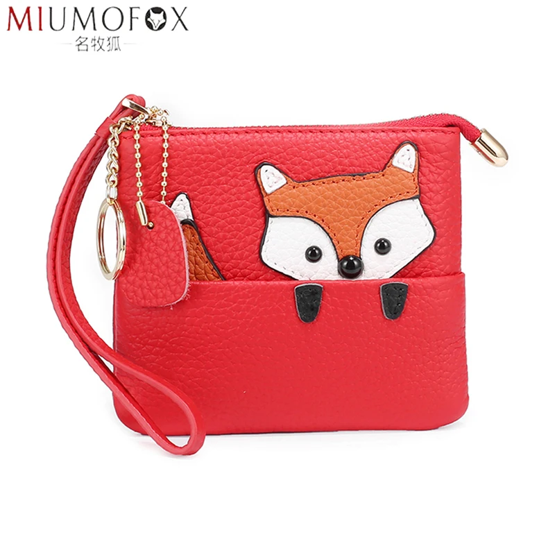 Женский кошелек для мелочи из натуральной кожи милый мультяшный на молнии с