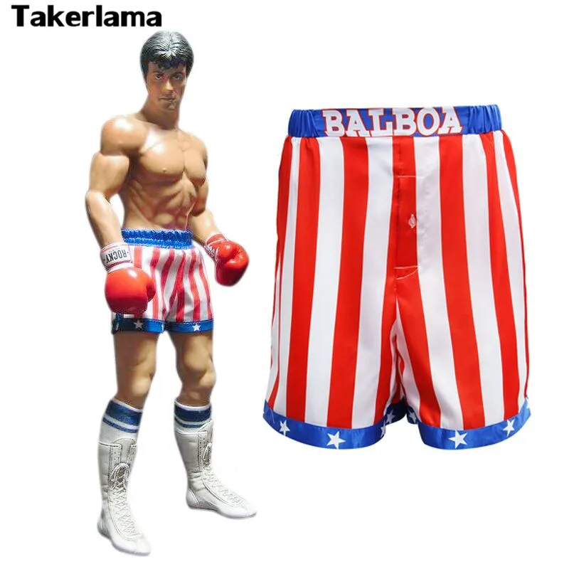 Takerlama Rocky Balboa Apollo Movie Boxing American Flag Shorts Robe Adult Men Bathing Robe Cardigan Pajamas