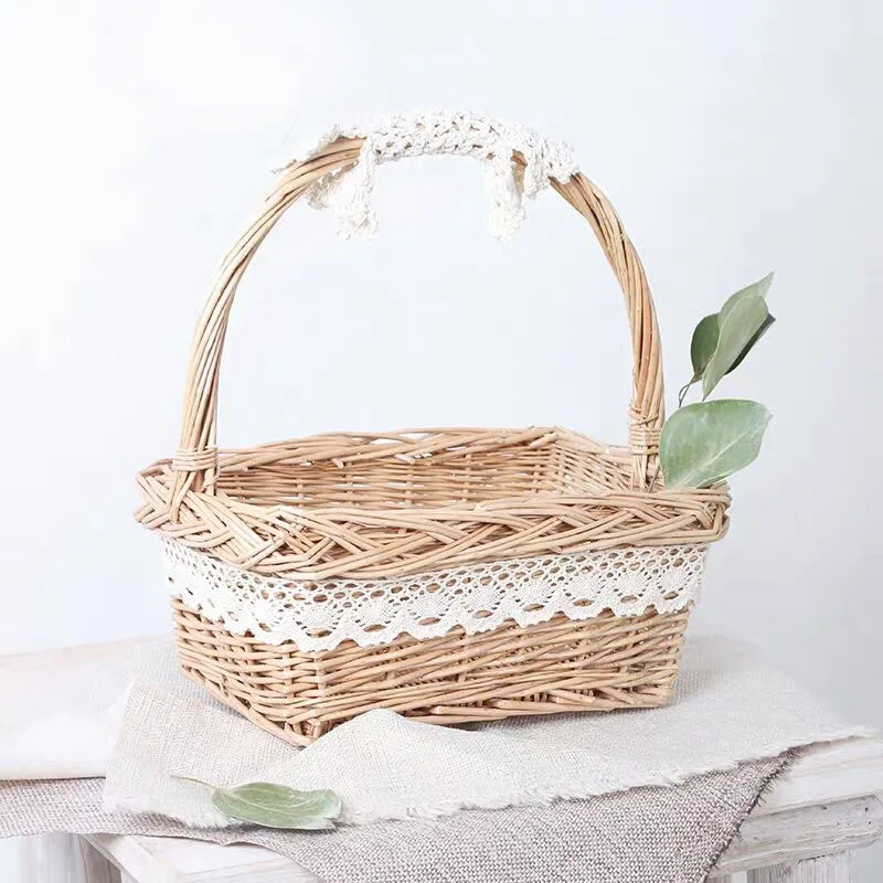 

Flower basket picnic basket rattan arrangement flower art hand outdoor bamboo willow shop collection basket