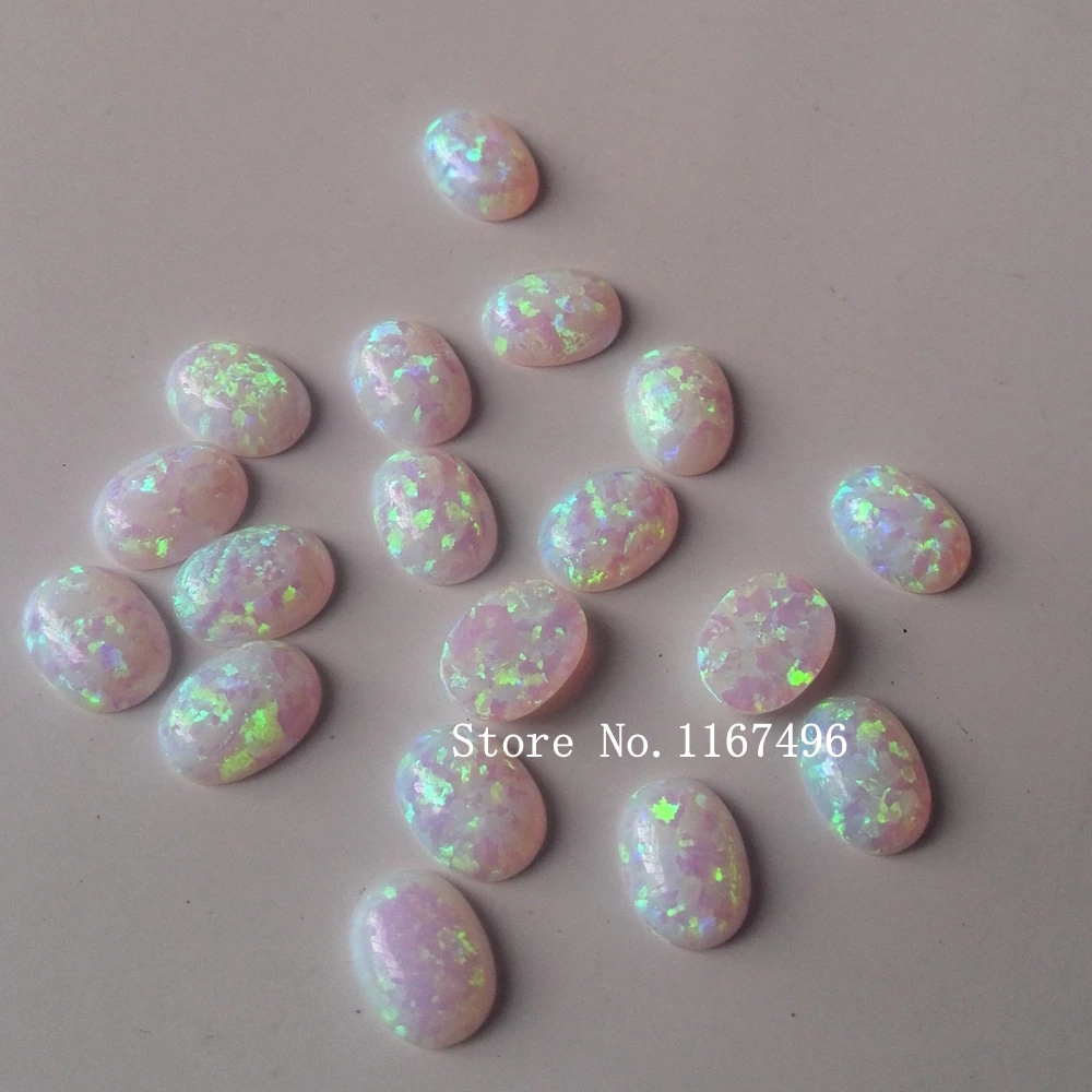50 шт./лот OP16 6x8 мм синтетический зеленый белый опал камень кабошон овальный для