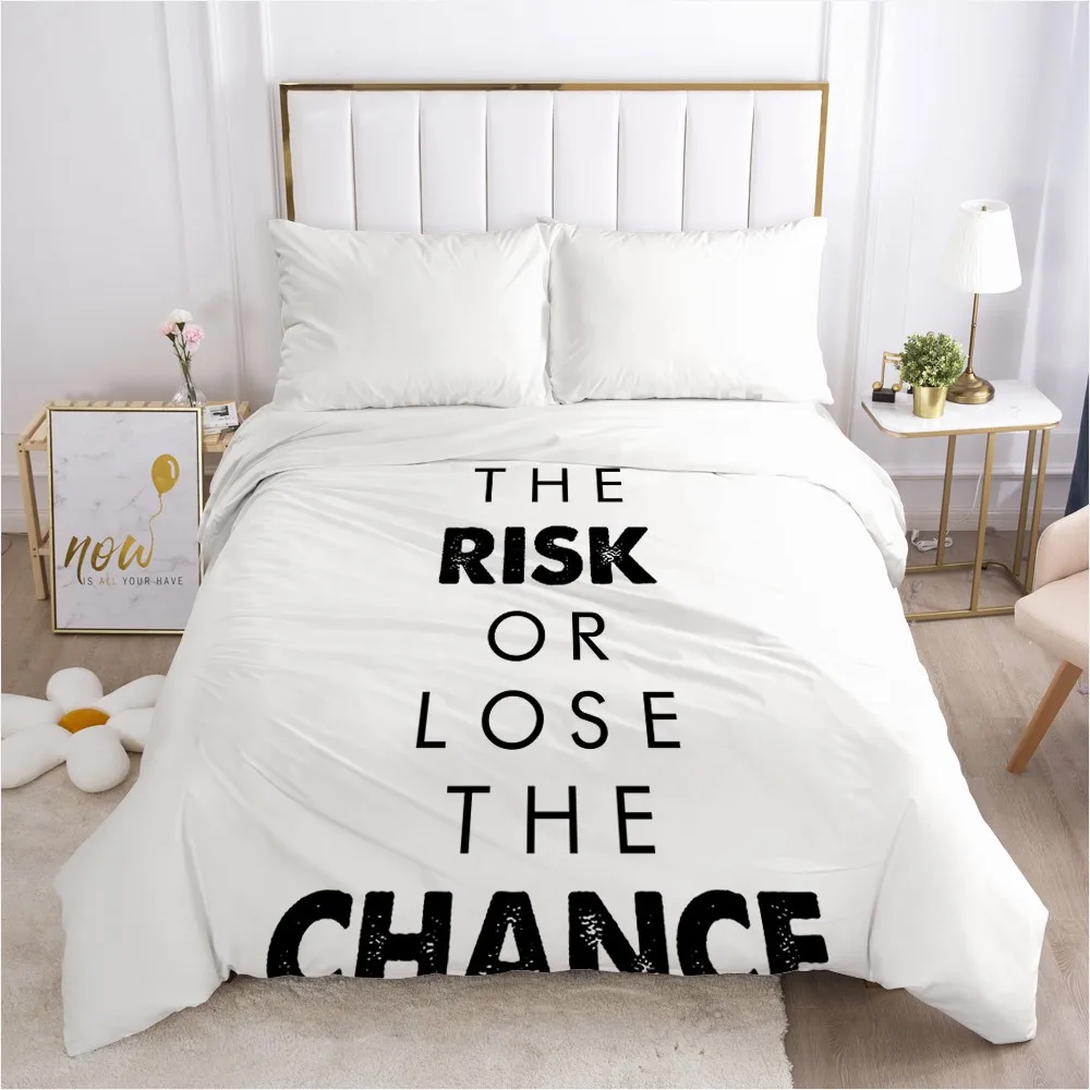 

3D Duvet Cover with Zipper Comforter/Quilt/Blanket Cover 180x210 240x220 3D Nordic Bedding White Letter Customize size/design
