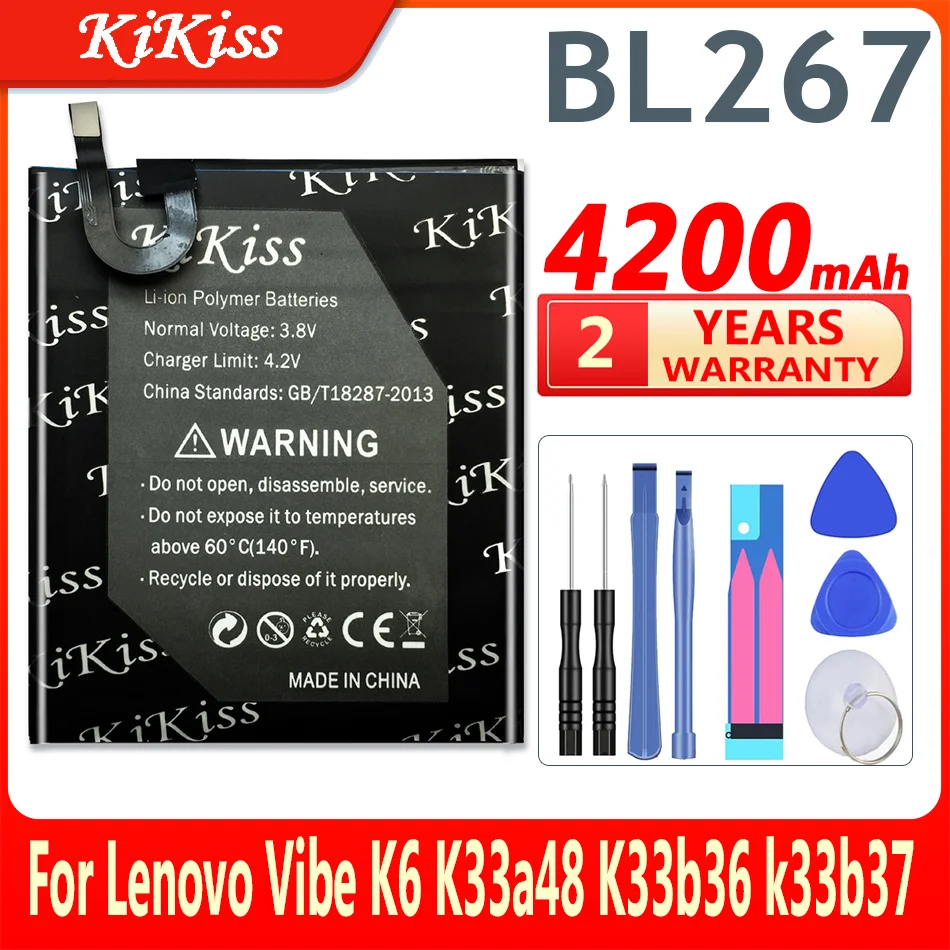 

4200 мА/ч, BL267 для Lenovo Vibe K6 BL 267 перезаряжаемый литий-ионный аккумулятор встроенный Мобильный телефон батареи