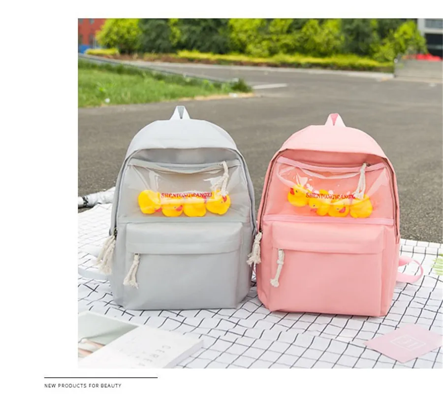 Милый холщовый женский рюкзак прозрачные детские сумки игрушечная сумка на