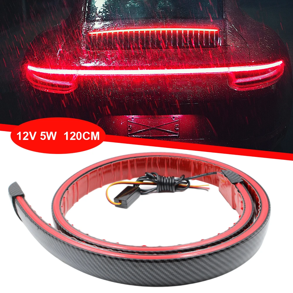 

1.2M Universal LED Rear Spoiler Lip kit Carbon Fiber Car Exterior Brake Light Black Car Trunk Spoiler Roof Wing Decoration
