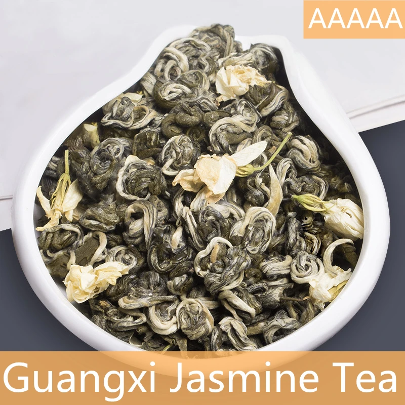

2021 new tea leaves China Guangxi jasmine tea factory wholesale aromatic jasmine green tea decorative flowers 250g bags