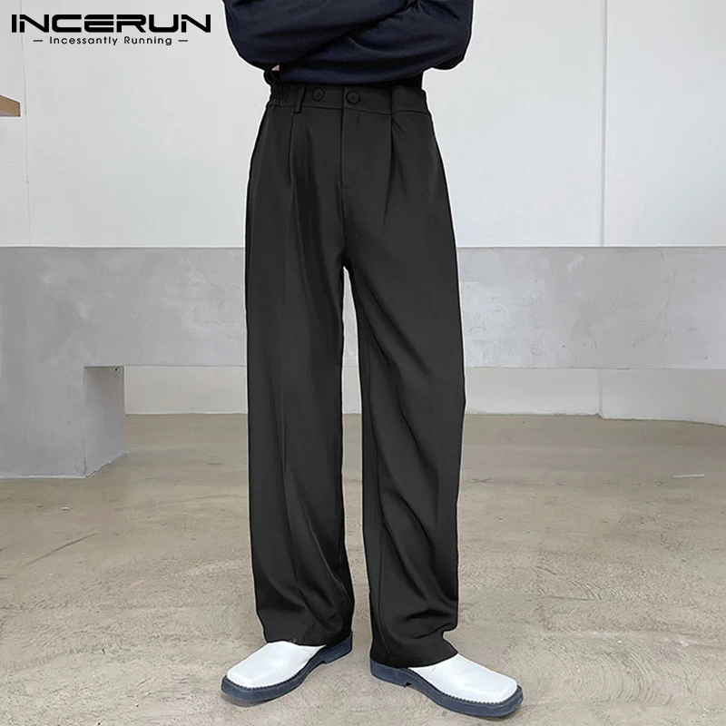 

Модные мужские однотонные брюки кэжуал цветные джоггеры, уличная одежда, свободные прямые брюки на пуговицах, повседневные брюки, мужские б...