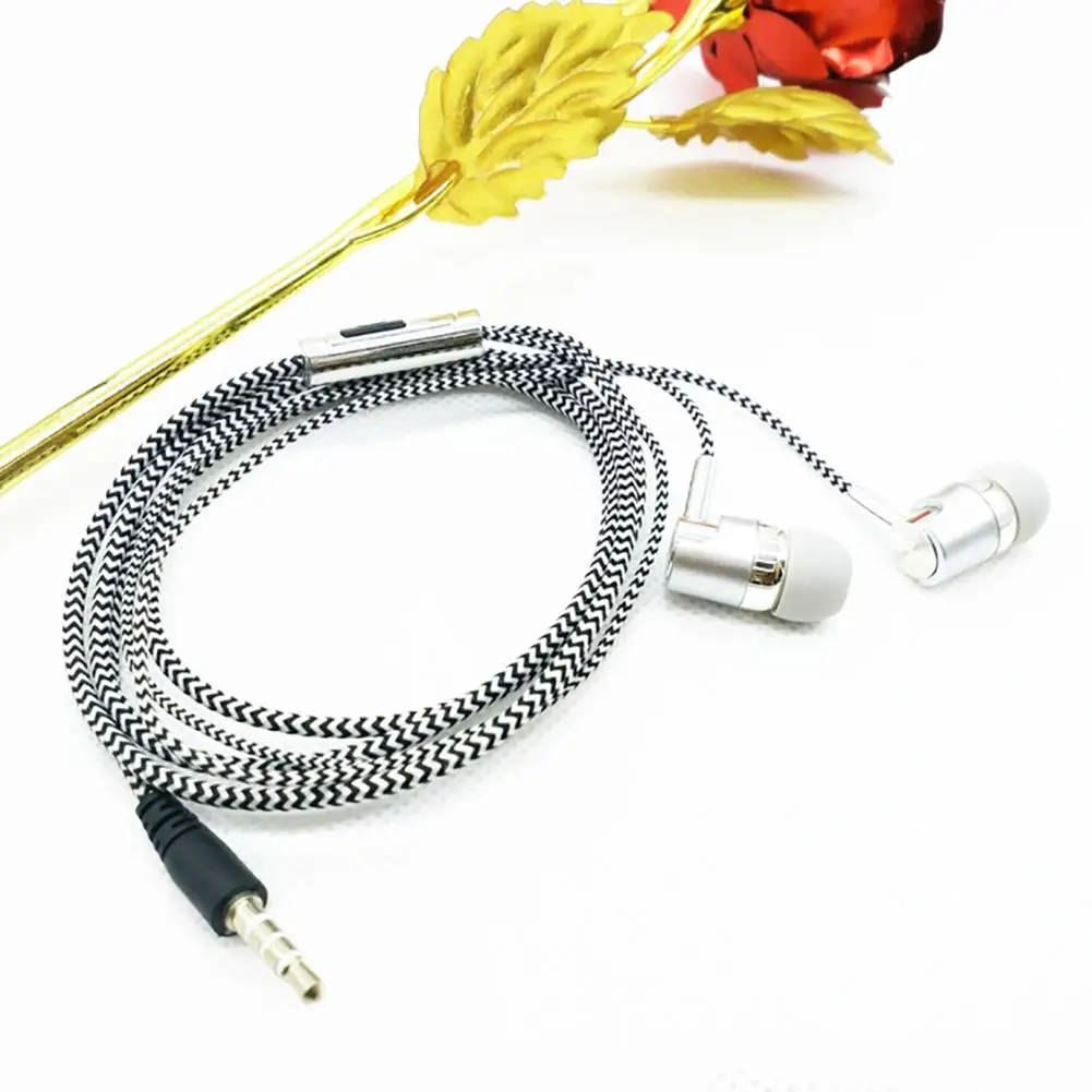 

Fashion Braided Wired Stereo Sound Volume Control Phone Laptop In-ear Earphones