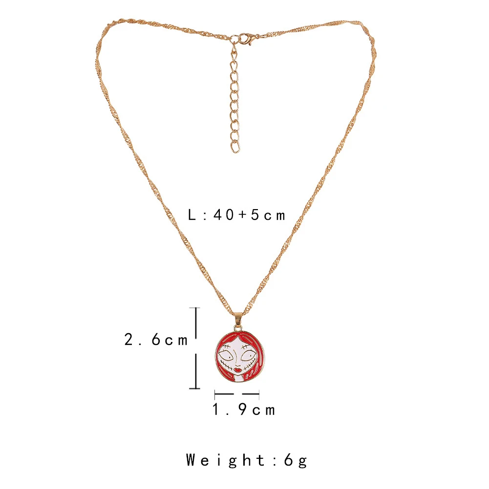 

Halloween Clavicle Chain Red Hair Girls Witch Round Pendant Necklace for Women Travel Dress Party Funny collares Jewelry Gifts
