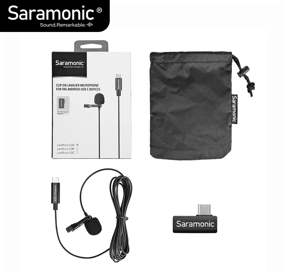 Saramonic LavMicro U3A цифровой Тип USB-C петличный микрофон с 90 ° USB-адаптер совместимj типа