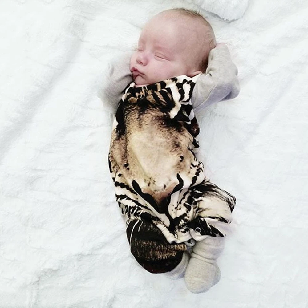 Милые детские комбинезоны для малышей с изображением тигра Сезон весна осень