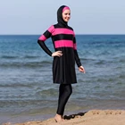 Burkini мусульманские купальники в полоску, купальник с длинным рукавом, женская мусульманская Мода, купальники 2021, скромный купальный костюм большого размера