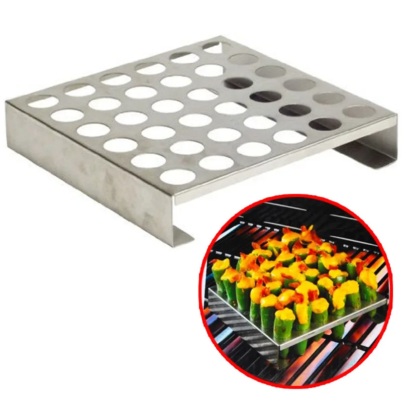 

Stainless Pepper Rack 36 Holes Chili Pepper Grill Rack Roasting for Cooking Chili or Chicken Legs Wings Roasting on BBQ Smoker