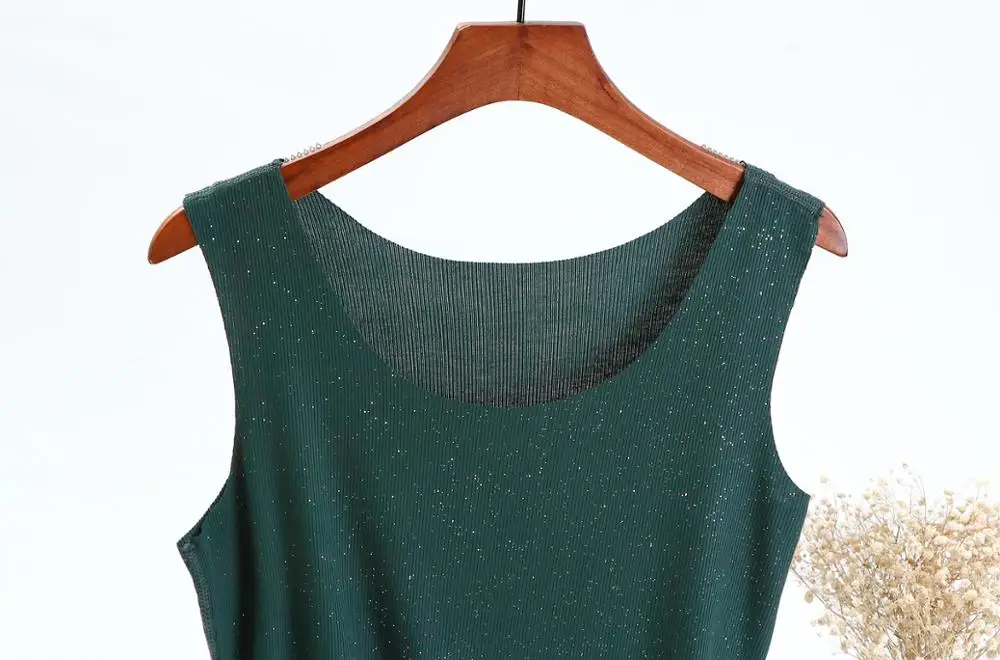 Женская футболка без рукавов блестящая повседневная тонкая Базовая из