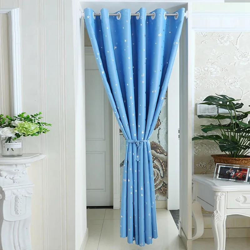 Star Pattern Thermal Door Curtains Blackout Cloth Curtain Grommet Top 5 Colors for Bathroom Kitchen Bedroom Door Balcony DW1233