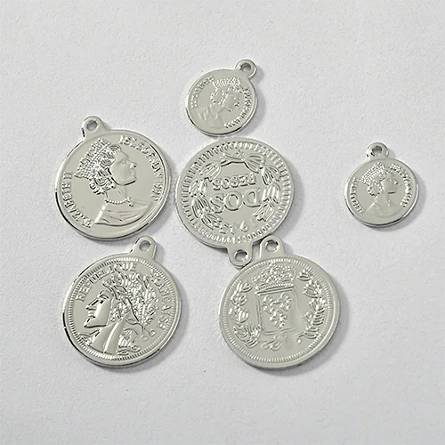 Copper Plated 14K Gold Retro Double-Sided Head Coin Pendant DIY Earrings Necklace Bracelet Ornament Material Accessories 2pcs | Украшения и