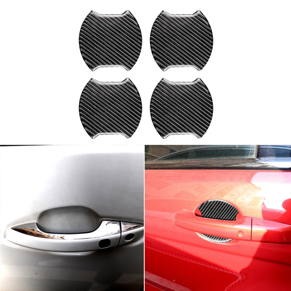 

New Door Handle Bowl Cover Replacement 4PCS Car Carbon Fiber Black For Toyota Camry 2018-2021