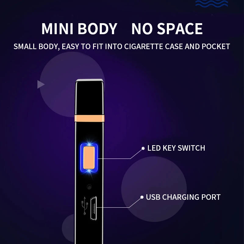 Новая мини двойная дуга ветрозащитная Зажигалка USB зарядка сенсорная импульсная