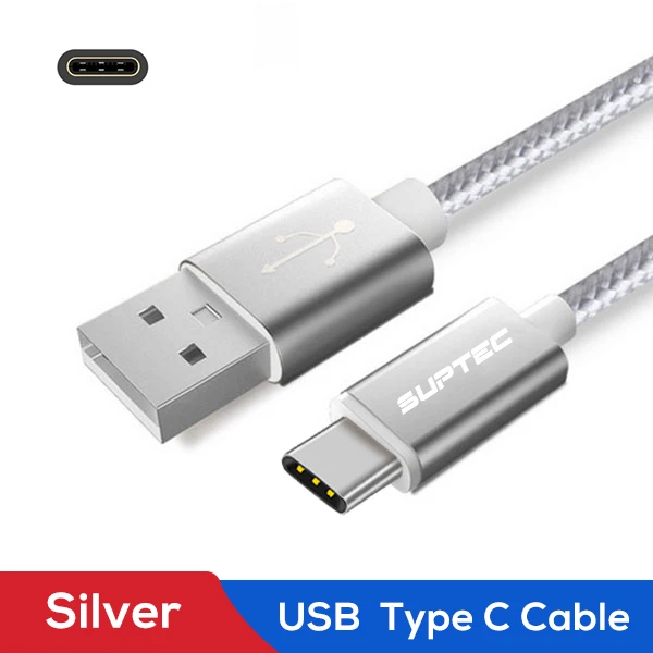 SUPTEC usb type-C кабель 3A провод для быстрого заряда USB-C кабель для передачи данных Quick Charge 3,0 шнур для samsung S9 S8 Xiaomi mi9 type-C устройств - Цвет: Pure Silver