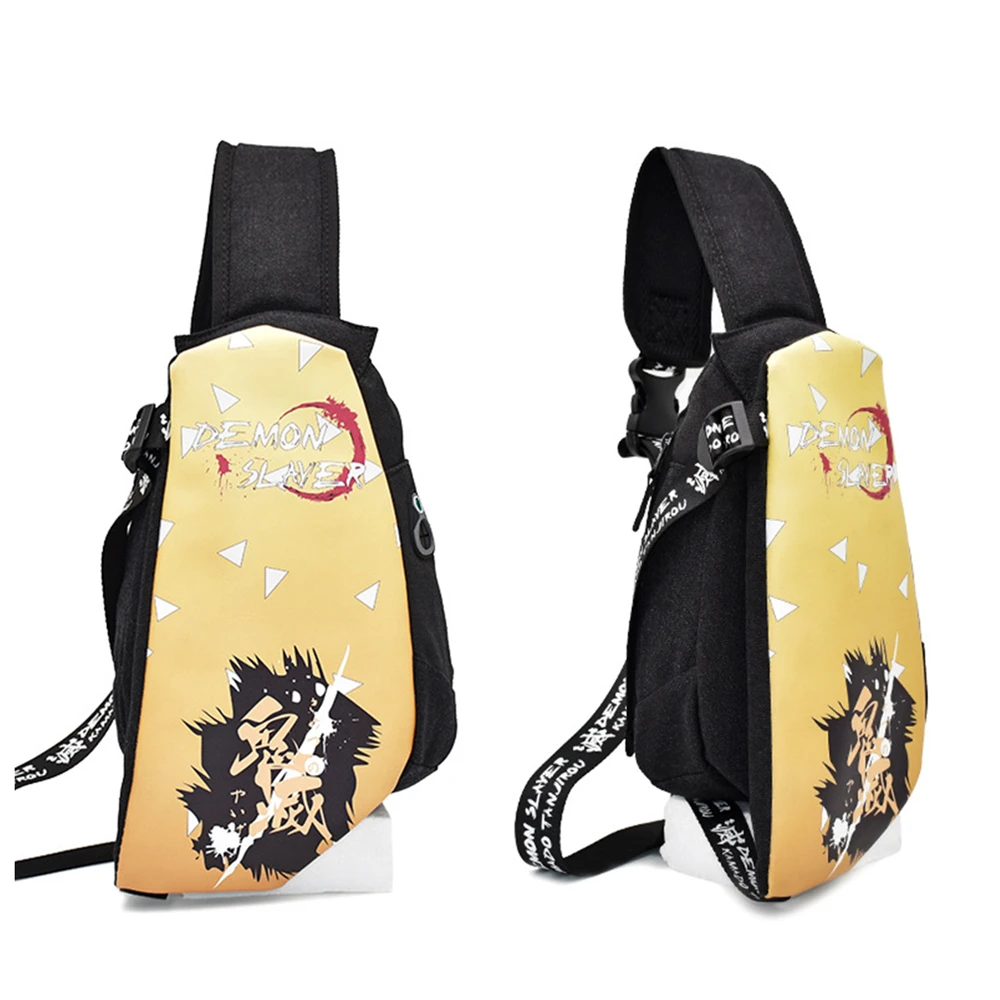 

Demon Slayer Casual Chest Bag Men's Sling Pack Chest Canvas Shoulder Crossbody Bag Biker Satchel Briefcases Hot Cartoon Saddle