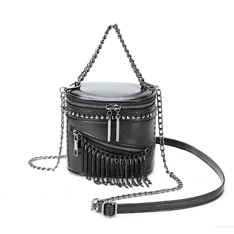 

Fashion Women Handbag Beads Tassel Shoulder Totes Bags Female PU Leather Girls Messenger Bags Solid Capacity Clutch Bucket Bag