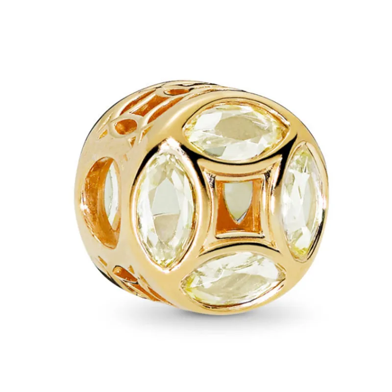 2022 New Gold Colour Sun Pendant Family Tree Zircon Sparkling Beads Fit Pandora Charms Silver Color Bracelet Women DIY Jewelry | Украшения
