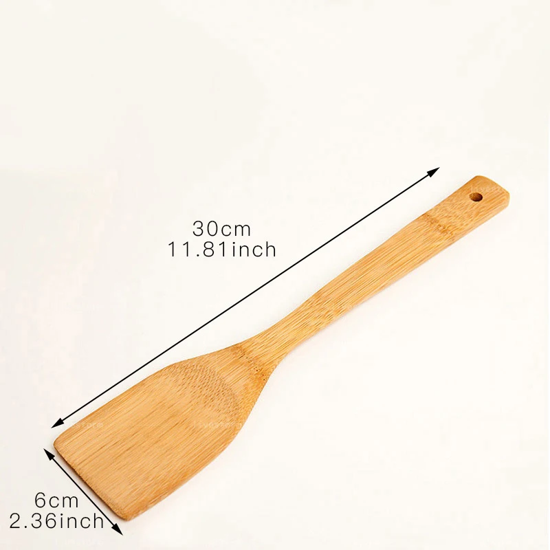 Бамбуковый шпатель термостойкий с длинной ручкой для кухни Антипригарная