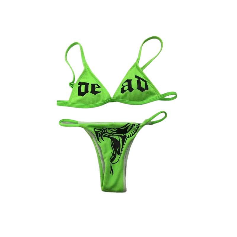Комплект бикини женский с принтом черепа пуш-ап бразильский 2 шт. | Спорт и