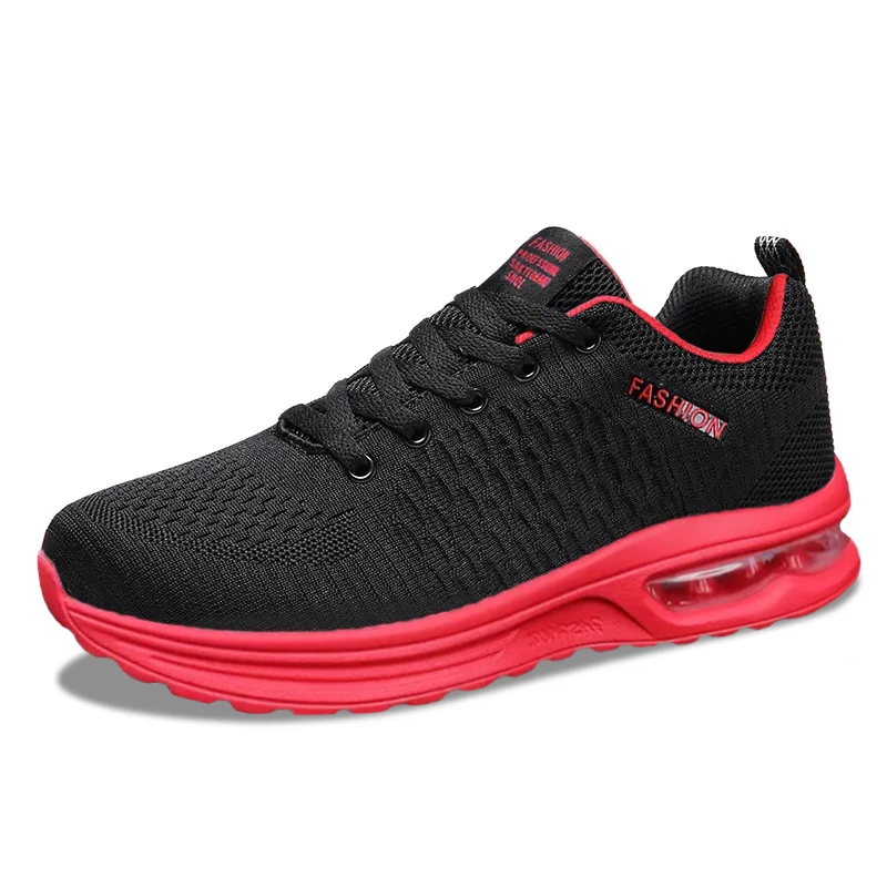 

Summer Casual Shoes Men's Jogging Shoe Breathable Knitted Uppers Wear-resistant PU Soles Flat Shock Absorption with Air Cushion