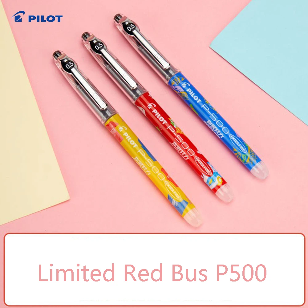 

1pcs Japan PILOT Red Bus Limited Edition p500 Gel Pen Student Test Straight Liquid Rollerball Pen 0.5mm