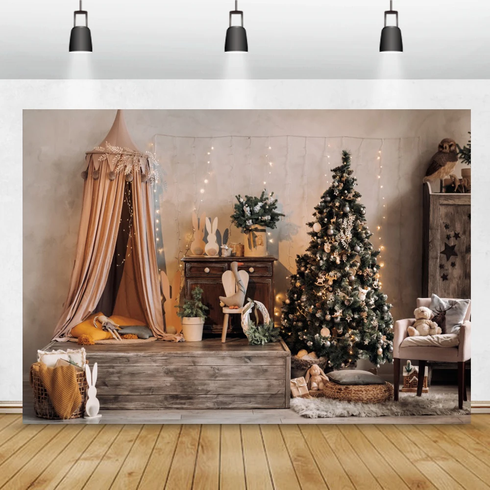 

Laeacco, веселые рождественские праздники, дерево, детские игрушки, фотозона для детской фотосъемки, Фотостудия