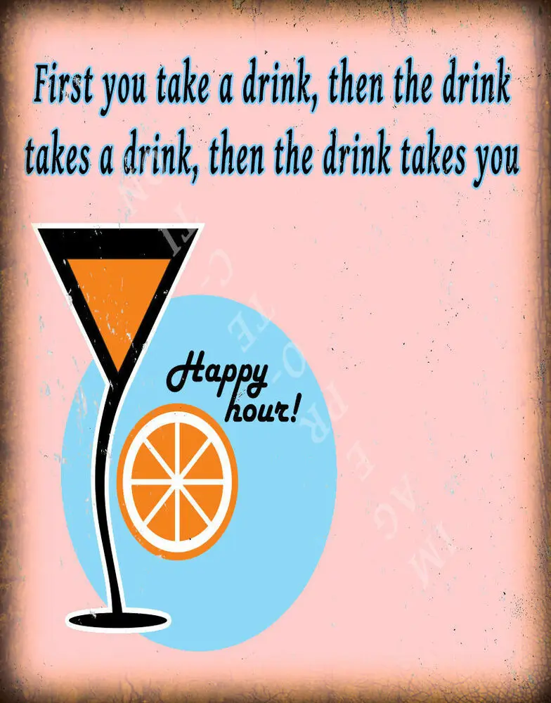 

HAPPY HOUR DRINK METAL TIN SIGN POSTER WALL PLAQUE