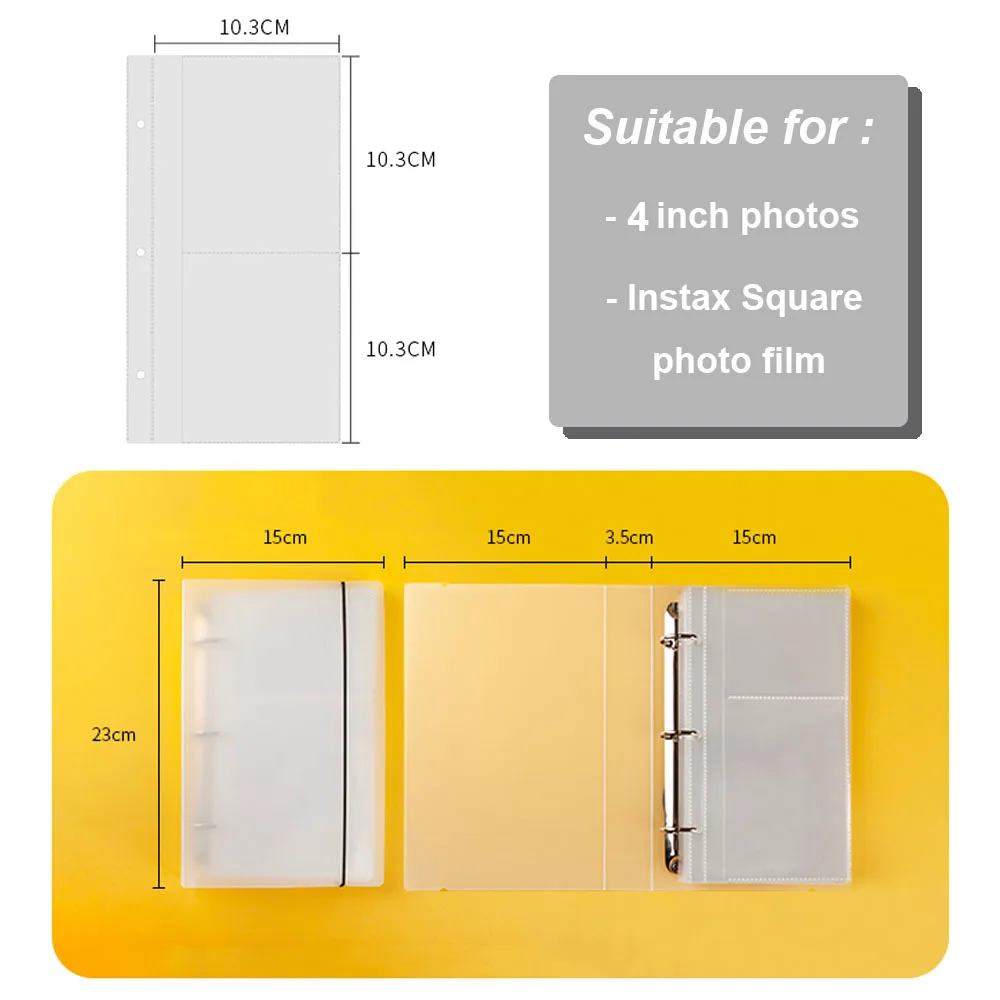 160 карманный прозрачный фотоальбом с тремя кольцами для Polaroid Fujifilm Instax Square SQ20 SQ10