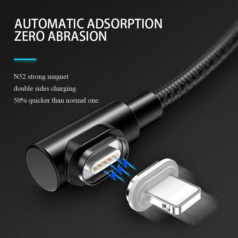 Зарядный кабель USB Type C 3A 90 градусов игровой usb F L изгиб зарядный шнур магнитный