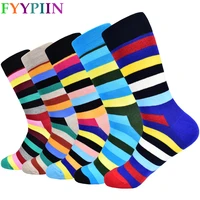 men socks standard fashion 2019 mens leisure high quality striped socks latest lengthen increase happy new color cotton socks