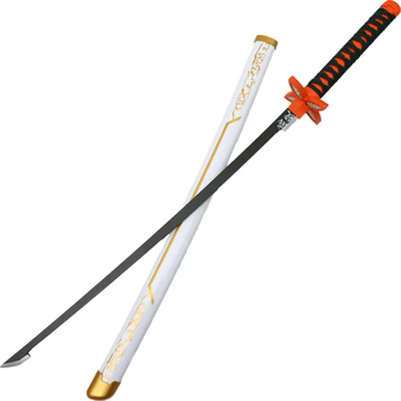 

Cosplay Anime Kimetsu no Yaiba Sword Weapon Demon Slayer White Half Kochou Shinobu Agatsuma Zenitsu Sword 1:1 Wood Prop 104cm