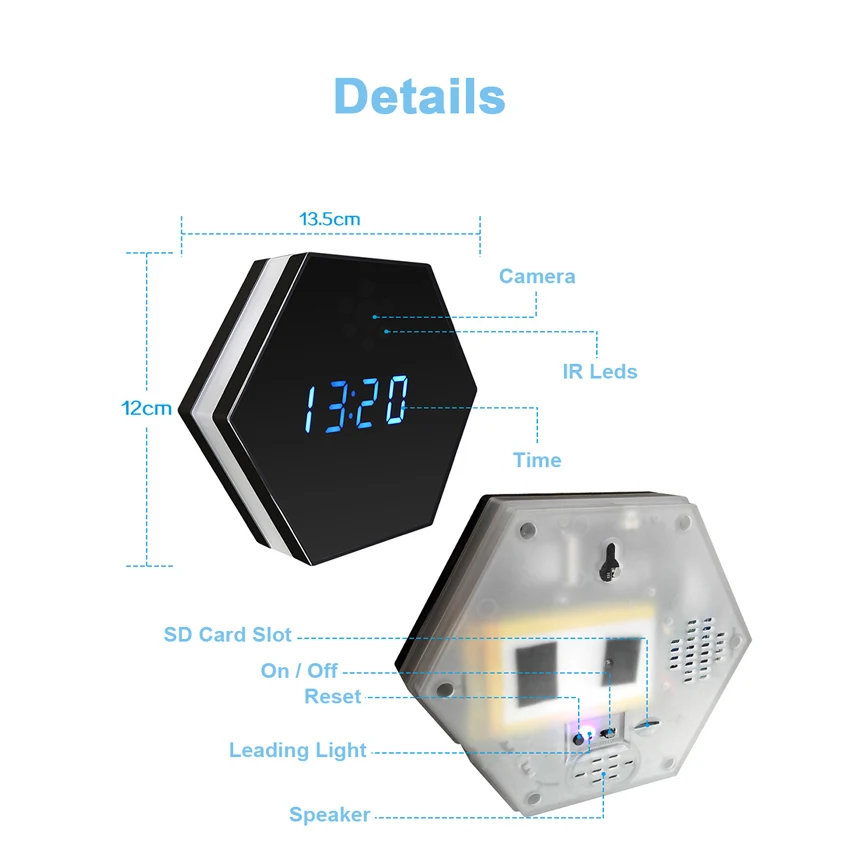 Hebeiros 2MP настенные часы с батареей IP WiFi камера HD 1080P P2P аудио Ночное Видение