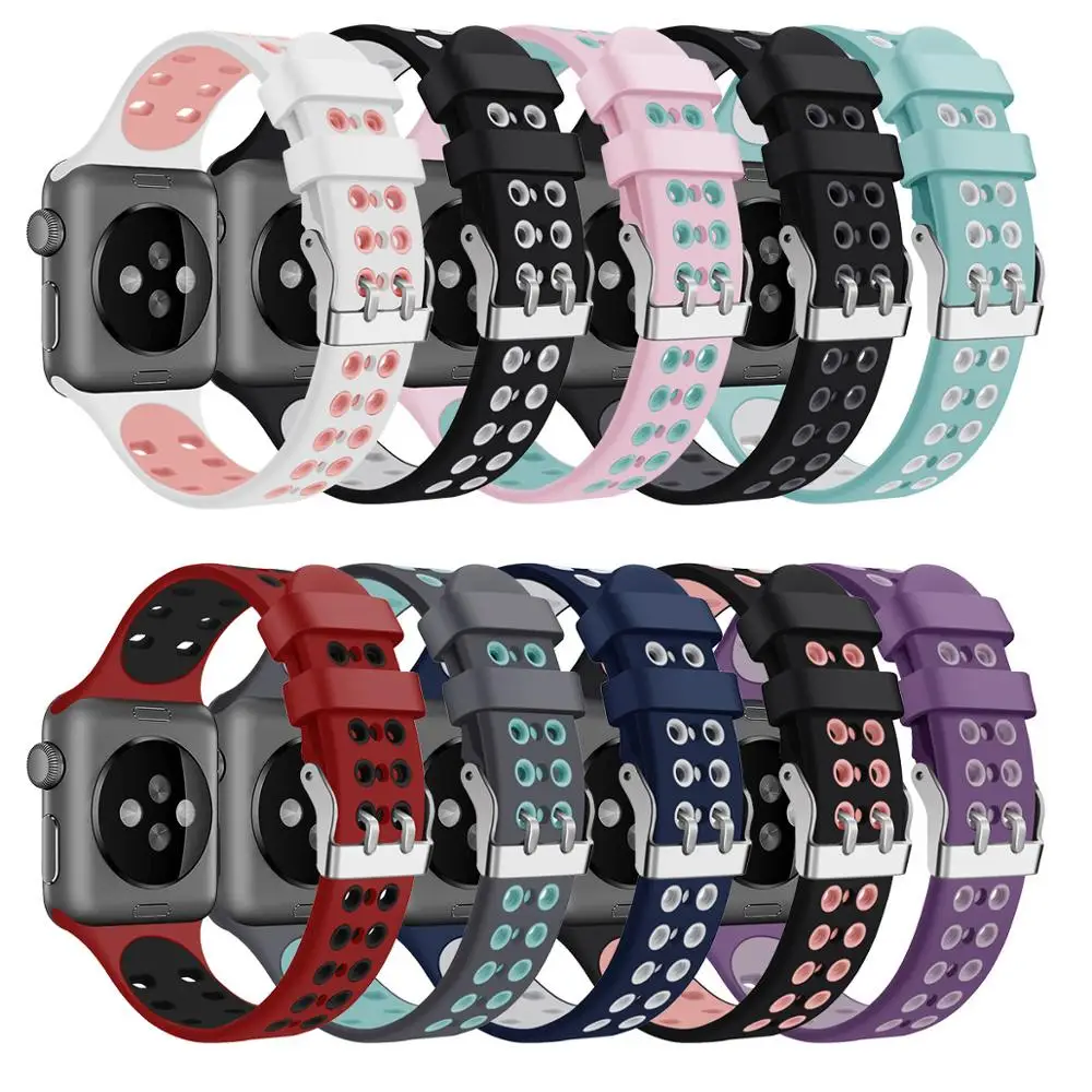 Силиконовый спортивный ремешок для Apple Watch 5 4 3 2 1 42 мм 38 резиновый браслет Nike + Iwatch 40