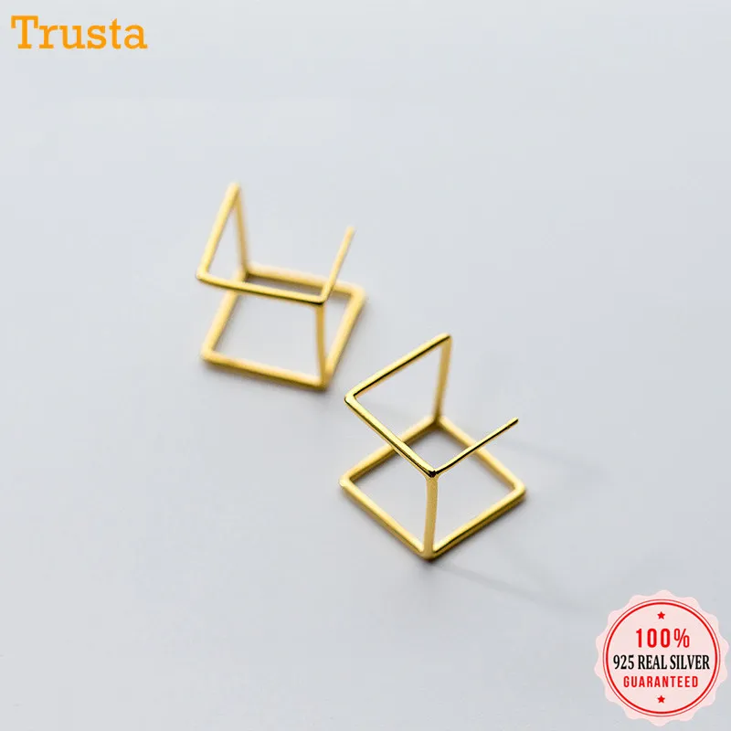 Trustdavis Аутентичные 100% 925 Стерлинговое Серебро серьги золото/серебро тон
