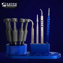 MECHANIC Aluminum Alloy Storage Rack 360° Rotating Base Mobile Phone Repair Parts Component Box Screwdriver Tweezers Holder