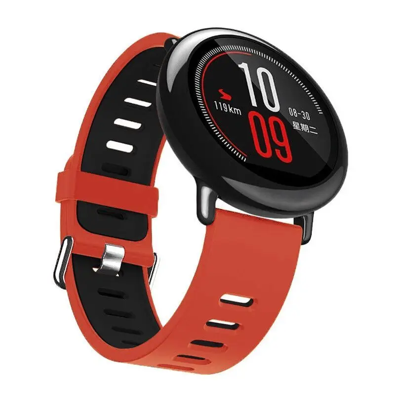 22 мм Универсальный силиконовый ремешок дважды цвета ремешок для Amazfit темп для samsung Шестерни S3 для EX18 G01 G02 GV68 Смарт-часы - Цвет ремешка: red black