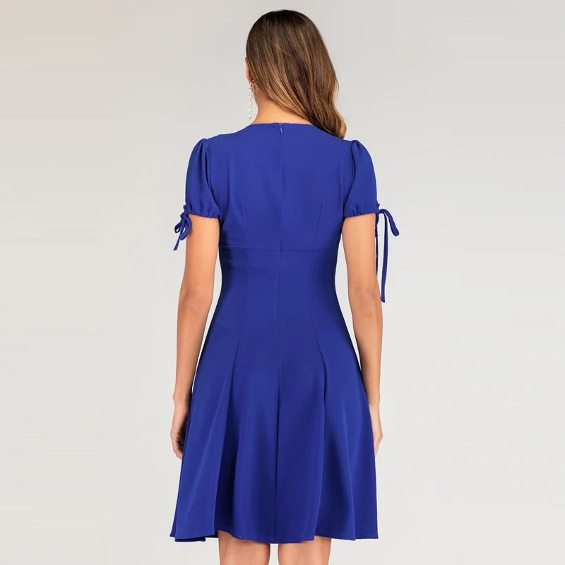 

Summer Dresses for Women 2020 Fashion Short Sleeve Round Neck Knee Length A-line Dress Ladies Female Casual Party Dress Vestido