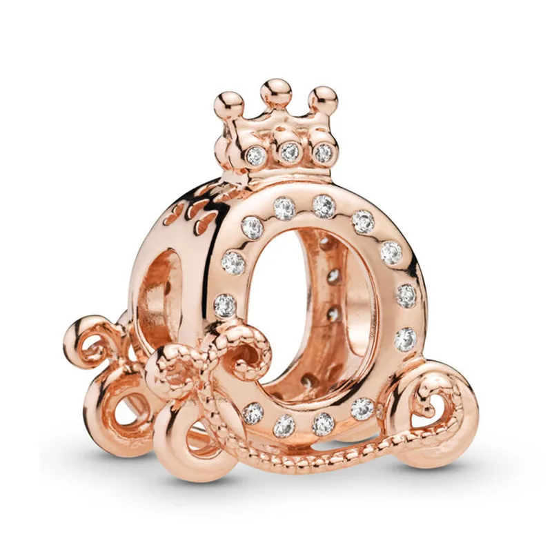 

Genuine 925 Sterling Silver Beads Rose Shining Crown Carriage Charm Fit Pan Women Bracelet & Necklace Diy Jewelry