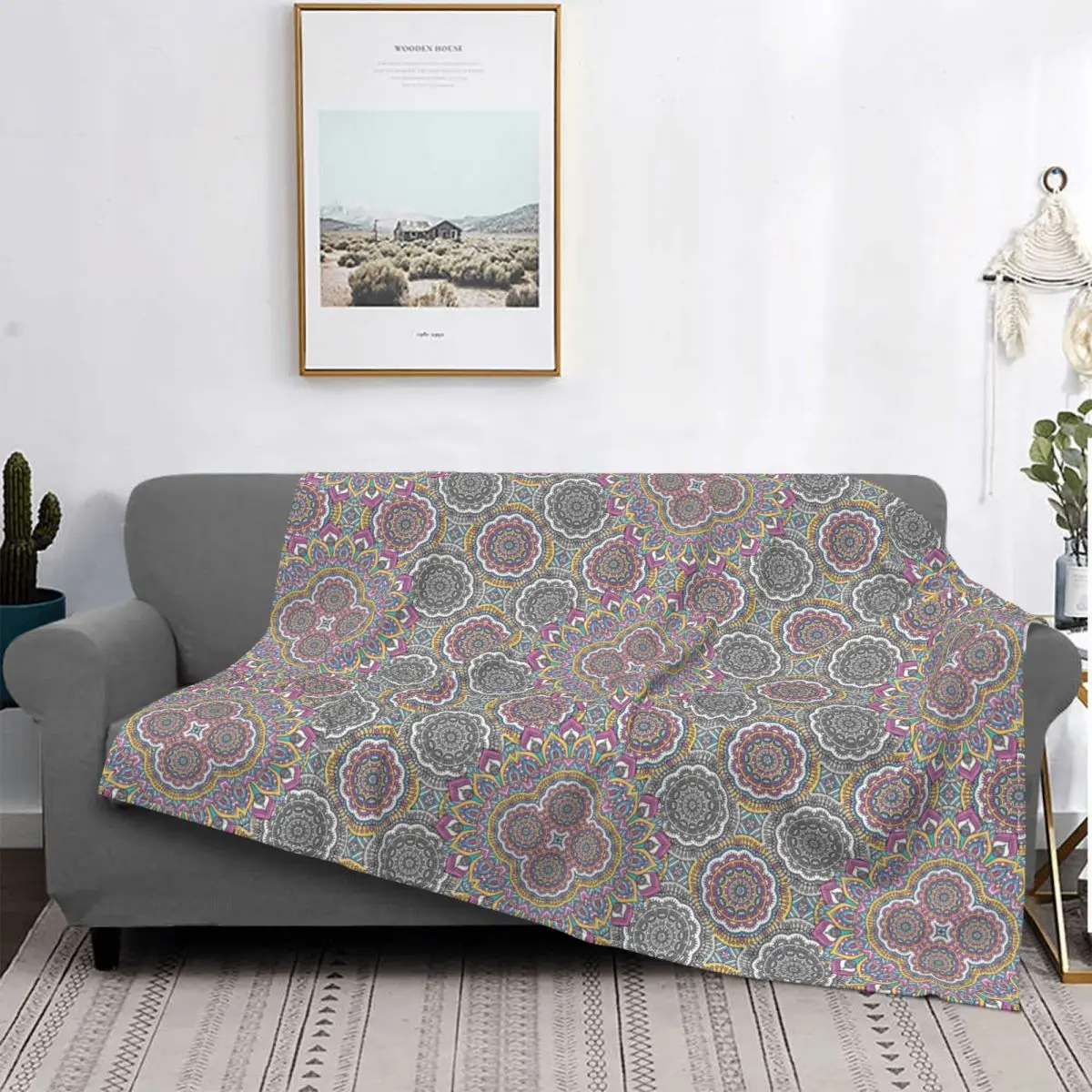 

Абстрактный богемный мягкий плед с рисунком мандалы в стиле бохо, весна-осень одеяла фланелевые, покрывало для кровати, дивана